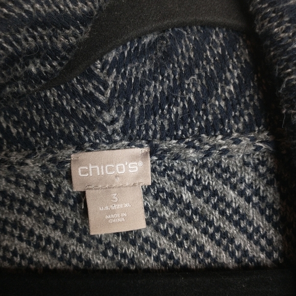 Chico's Multi Stripe Coatigan with safety pin closure, size 3/L/16 - Picture 2 of 14